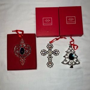New Lenox Gemmed Christmas Ornaments Set of 3